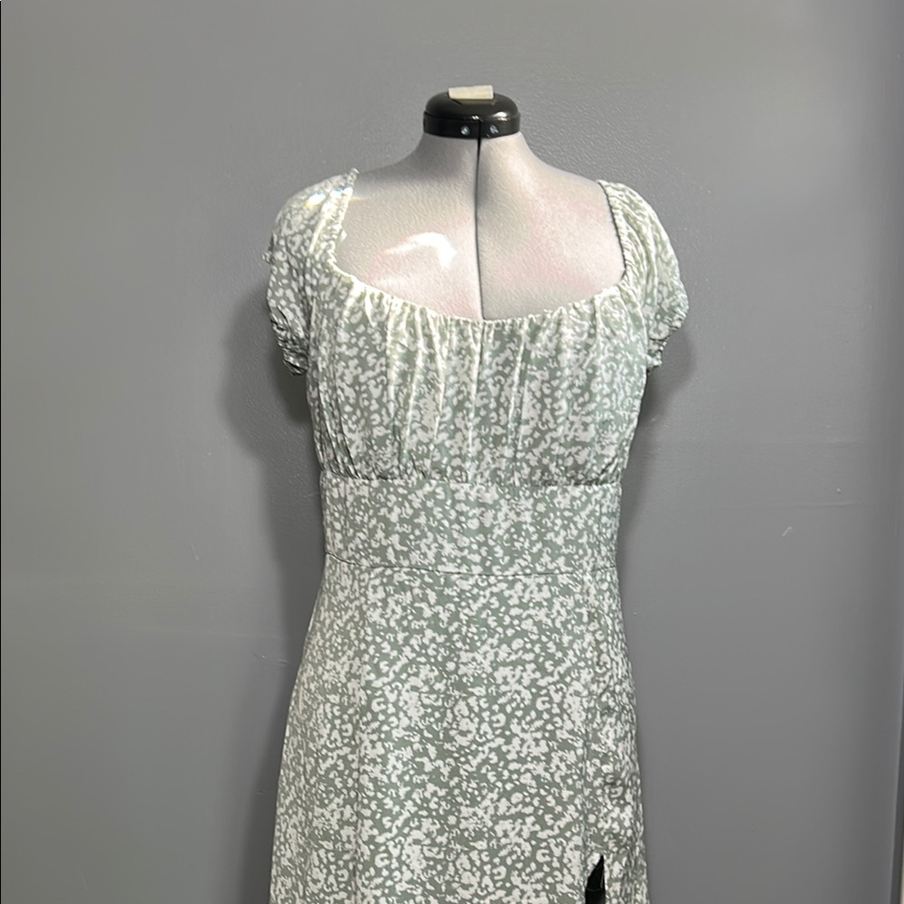 Abercrombie & Fitch Green Midi Sundress with Cap Sleeves